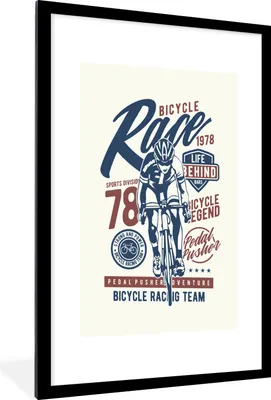 Produktbild von MuchoWow® MuchoWow® Gerahmtes Poster Radsport - Fahrrad - Vintage 60x90 cm - Poster mit zchwarzem Bilderrahmen - Dekoration - Wandposter Wohnzimmer - Hochwertig