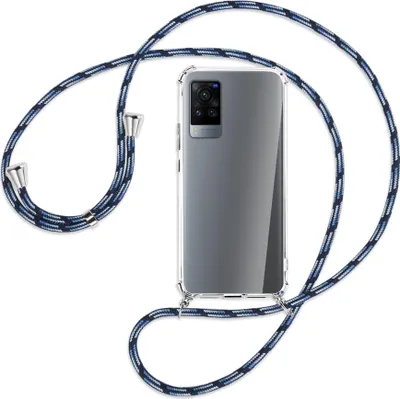 Produktbild von Handykette Backcover-Schutzhülle mit Band (Metall silberfarben) für vivo X60 Pro - Blautöne