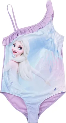 Produktbild von Disney Die Eiskönigin Badeanzug mit Rüschen für Mädchen - Elsa Frozen Kinder Schwimmanzug Einteiler Lila/Blau, Größe:110-116