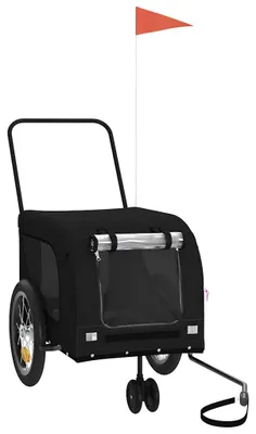 Produktbild von vidaXL Fahrradanhänger Hunde Schwarz Oxford-Gewebe und Eisen