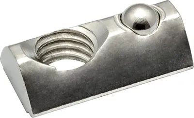 Produktbild von Edelstahl Nutenstein mit Federkugel und Steg M8 Nut 8 für Aluprofil 30-er - 10 Stück