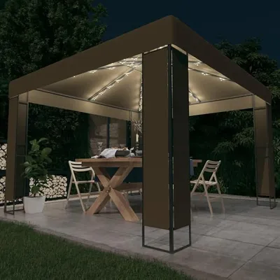 Produktbild von Pavillon mit Doppeldach, Faltpavillon, Pergola, Partyzelt, Standmarkise, Sonnenzelt, Garten Pavillion, Grillpavillon, & 3x3x2,7 m Taupe