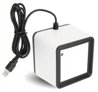 USB-Barcodescanner 2D/1D, tragbar, freihändig, Desktop, weiß