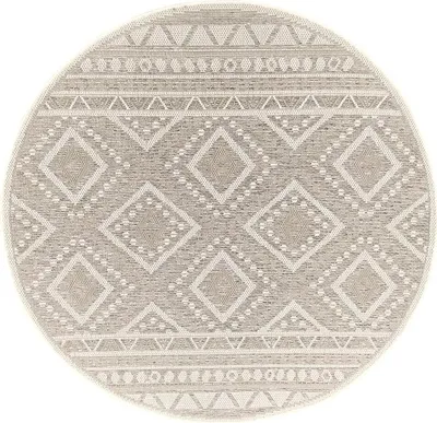 Produktbild von Outdoor Indoor Teppich Flachgewebe Küchenteppich Balkon Terasse Beige Grau Rund