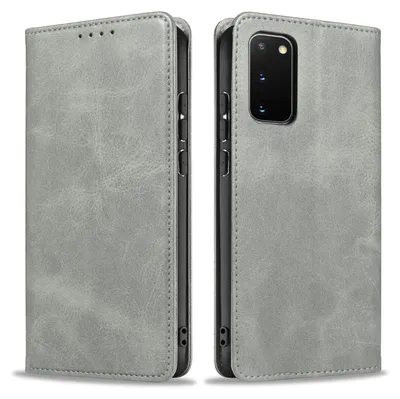 Produktbild von Handyhülle für Samsung Galaxy S20 Kunstleder Flip Cover Hülle Klapphülle Case Kartenfach Farbe: Grau