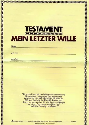 Produktbild von Vordruck Testamentbrief Packung mit 10 Stück