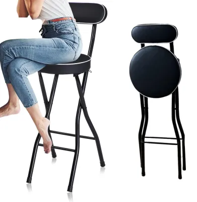 Imagen del producto de Omgoods - Taburete plegable con respaldo, altura de 70 cm