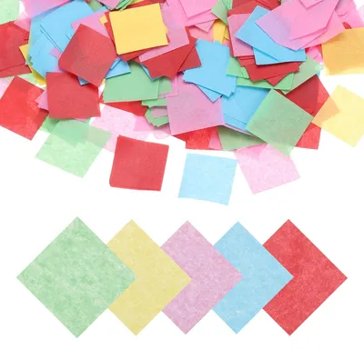 Productafbeelding van Vierkanten van zijdepapier - 2,5 cm - 1000 stuks in 5 kleuren - voor kunst, knutselen en scrapbooking