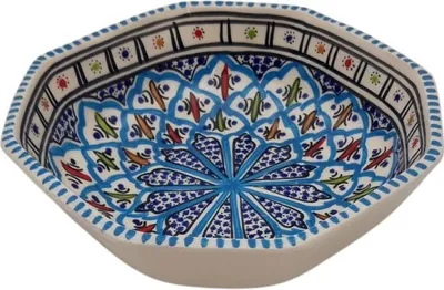 Zdjęcie produktu dla Bakir naczynie ośmiokątne turkusowe - L 20 cm