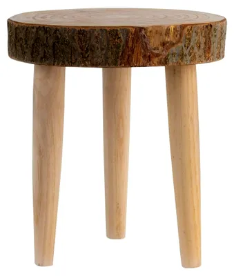 Produktbild von Beistelltisch aus Massivholz in Baumscheibenform mit Rinde, Hocker und Sofatisch, Durchmesser 31 cm, Höhe 32 cm
