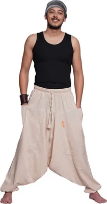 Produktbild von Haremshose "Singharaja" Freizeit Pumphose Aladinhose Pluderhose Yoga Goa Sarouel Herren, beige