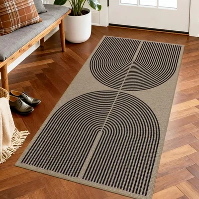 Immagine prodotto di Tappeto corridoio antiscivolo, lavabile, 80x150 cm, marrone, design moderno