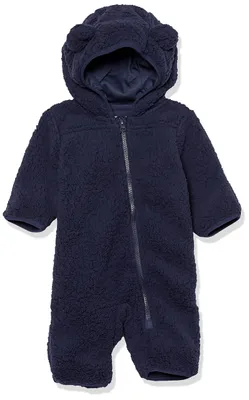 Productafbeelding van A. Essentials. Unisex babyski-overall van sherpa-fleece, donker marineblauw