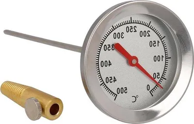 Image de Thermomètre à encastrer, 500 °C, sonde en acier inoxydable de 30 cm pour poêle à bois et barbecue