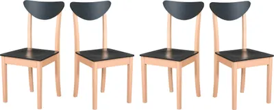 Image de Chaise de salle à manger 4x "Hugo 3 D", hêtre naturel, noir