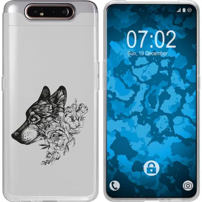 Produktbild von PhoneNatic Case kompatibel mit Samsung Galaxy A80 Silikon-Hülle Floral Wolf M3-1