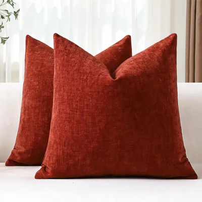 Immagine prodotto di Solidchoice - Set di 2 federe in velluto, 50 x 50 cm, color ruggine