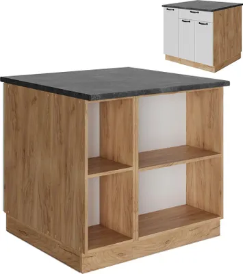 Produktbild von Kücheninsel Vicco Fame-Line Weiß Landhaus 90 cm mit Schublade, ohne Arbeitsplatte, Model 57162