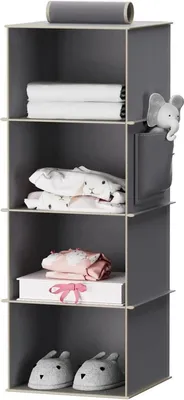 Immagine prodotto di YOUDENOVA Organizzatore da appendere grigio con aste in bambù e 4 scomparti