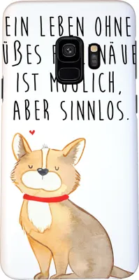 Produktbild von Mr. & Mrs. Panda Samsung Galaxy S9 Handyhülle Hund Glück - Weiß - Geschenk, Smartphone Hülle, Spruch, Handy Schutzhülle, Herz, Liebe, Corgie, Sprüche, Cover