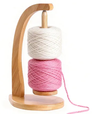 Produktbild von Magnetischer Wollhalter aus Holz mit Bambusspule – Tragbarer Wollorganisator zum Stricken und Häkeln