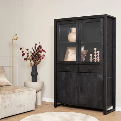 Produktbild von Starfurn - Vitrine Boaz Schwarz - 115 cm