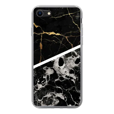 Produktbild von MuchoWow® Handyhülle Schutzhülle Hülle für iPhone SE 2020 Marmor - Gold - Luxus Silikon Softcase Handy Hülle - Kartenbesitzer