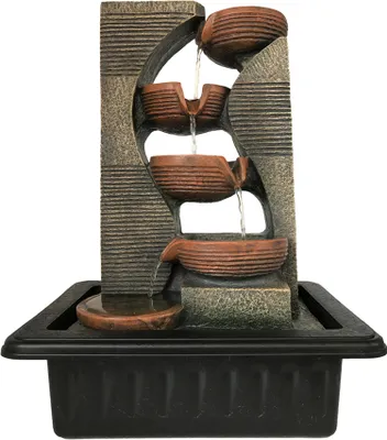 Produktbild von Dehner Zimmerbrunnen Steinkrüge mit LED Beleuchtung, ca. 40 x 23 x 31 cm, Polyresin, grau/braun
