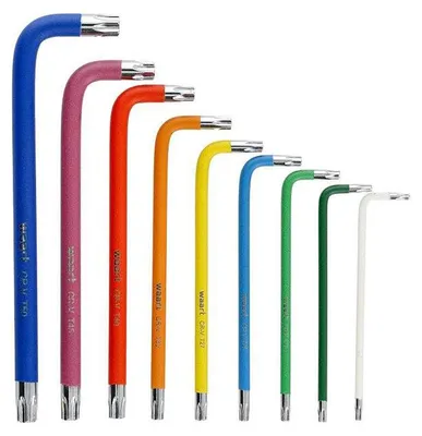 Zdjęcie produktu dla Waart klucze torx z otworem i mangesem , kolorowe, t10-50, długie, 9 szt.