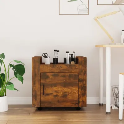 Produktbild von The Living Store Bürowagen Räuchereiche 60x45x60 cm Holzwerkstoff