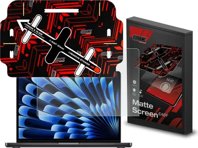 Produktbild von Bildschirmfolie für MacBook Air 13.6" M4 2025, Grizz MatteScreen Easy mit App-Rahmen