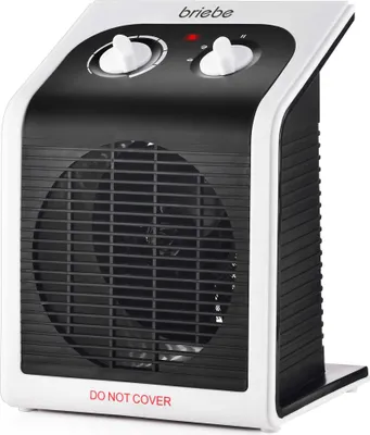 Obrázek produktu pro Briebe HT1182 Elektrický ohřívač s ventilátorem 2 nastavení teploty, termostat, ochrana proti přehřátí, přenosný, černý