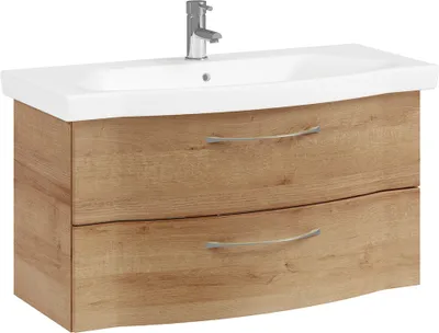 Produktbild von Bad Waschtisch mit Waschbecken, 97cm, in Riviera Eiche quer Nb. SOLINGEN-66, B/H/T ca. 97/49/51,5 cm