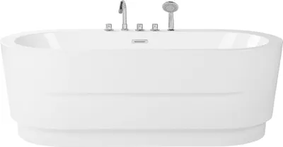 Obrázok produktu pre BELIANI Voľne stojaca vaňa s batériou biela sanitárny akrylát 170 x 80 cm oválna pre jednu osobu moderný miminalistický dizajn