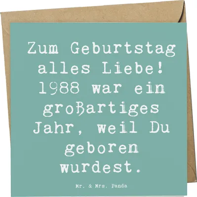 Produktbild von Mr. & Mrs. Panda Klappkarte Spruch 1988 Geburtstag - Meeresbrise - Geschenk, faltkarte, Alter, großartiges Jahr, Happy Birthday, Geburtstagsgeschenk, anlasskarte