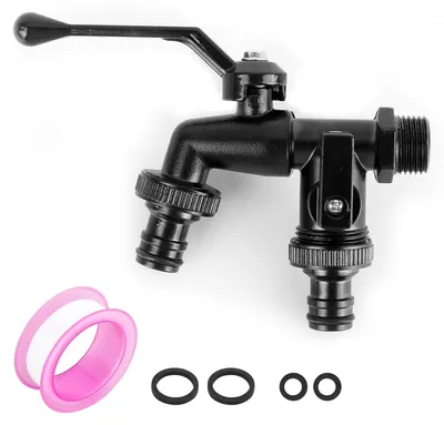 Image de Robinet de jardin double, 1/2 de pouce, avec 2 sorties