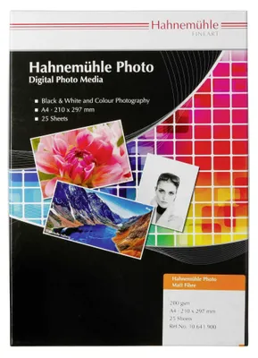 Image de Hahnemuhle Photo Matt Fibre 200 - Mat lisse - 300 microns - ton chaud - A4 (210 x 297 mm) - 200 g/m2