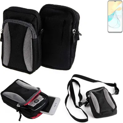 Produktbild von K-S-Trade Holster Schutz Hülle kompatibel mit ZTE Blade V50s Handy Hülle Gürteltasche Umhängetasche mit Zusatzfach schwarz