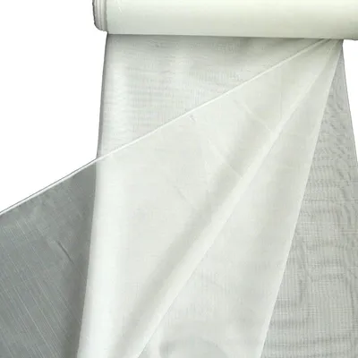 Produktbild von Gardinenstoff Stores Strukturoptik weiß mit Bleiband 180cm hoch