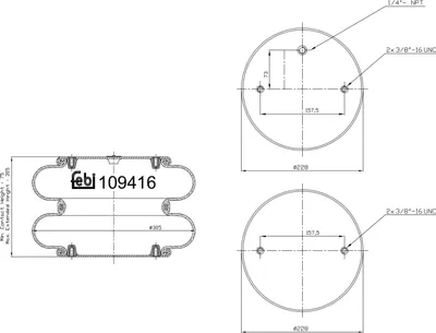 Produktbild von FEBI BILSTEIN Luftfederbalg Federbalg 109416 305mm 75mm 226mm 5,11kg