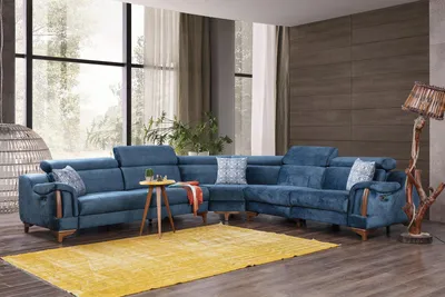 Zdjęcie produktu dla Sofa w kształcie litery L Nowoczesna niebieska narożna sofa do salonu Nowe meble