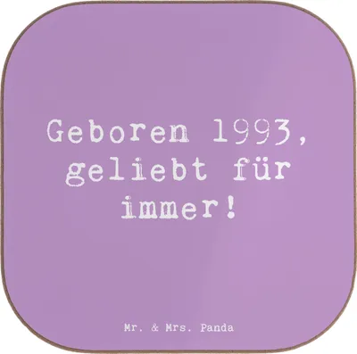 Produktbild von Mr. & Mrs. Panda Untersetzer für Gläser Spruch 1993 Geburtstag - Lavendeltraum - Geschenk, Happy Birthday, Geburtsjahr, Tasse, Geburtstagsgeschenk, Tischuntersetzer