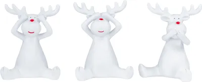 Produktbild von 3er Set Rentiere Weiß Hirsche Deko Figur Tischdeko Weihnachtsdeko Aufsteller