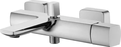 Produktbild von sanicomfort Wannenarmatur BAROS chrom – Einhebel Mischbatterie für Badewanne – Aufputz-Wannenfüllarmatur mit 1/2 Zoll Brauseanschluss, Wandmontage, aus Messing