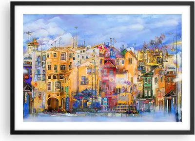 Produktbild von Gerahmtes Poster - Schwarzer Rahmen - Altstadt Mietshaus - 70x50 cm - Wand Bild - Wanddeko - Wandbilder - Kunstposter - Wandposter - Bilderrahmen - Bilder - Kunstdruck - Wandbild - P2BAA70x50-3419