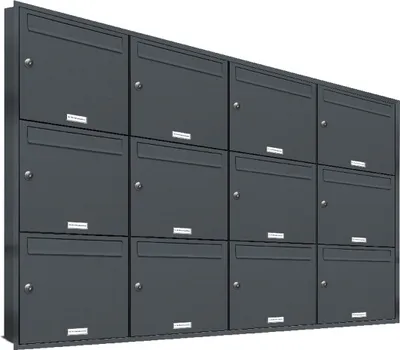 Produktbild von 12er Briefkasten Anlage Unterputz Montage RAL 7016 Anthrazit