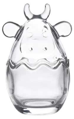 Imagen del producto de Olla de vidrio Clayre & Eef, diseño de vaca, diámetro 8 cm, altura 14 cm, vidrio transparente