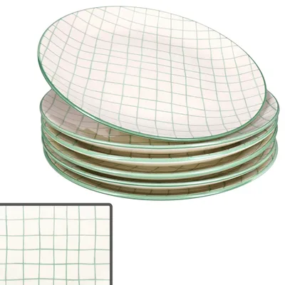 Obrázek produktu pro Sada 6 ks Holly zelené talíře na jídlo kameninové Ø27cm Grilovací deska mřížka