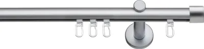 Produktbild von SN Deco Gardinenstange Innenlauf Brest, 19 mm, 1-läufig, Stahl, Komplett-Set mit Ringen, Profilträger, 480 cm, chrom matt