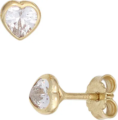 Ohrstecker-Herzen-Zirkonia-weiß-333-Gelbgold